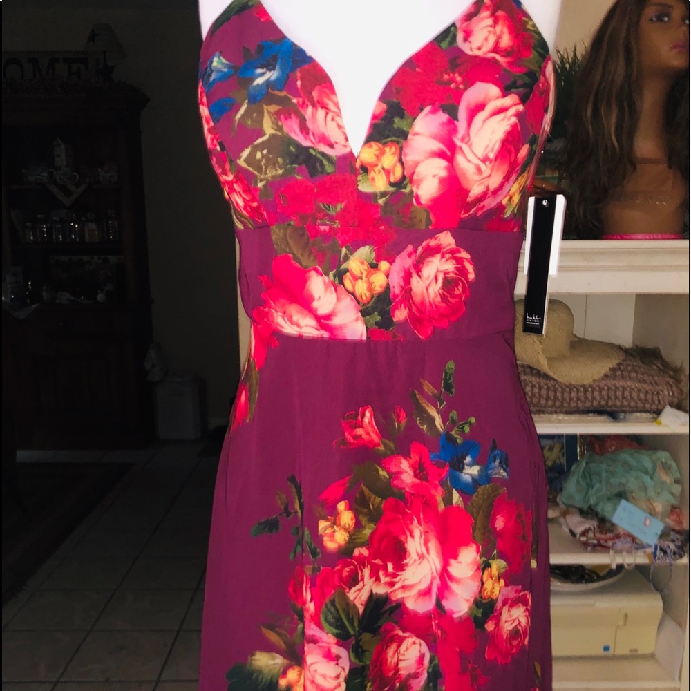 Nichole Miller sleeveless V-neck Floral Gown Dress 4
